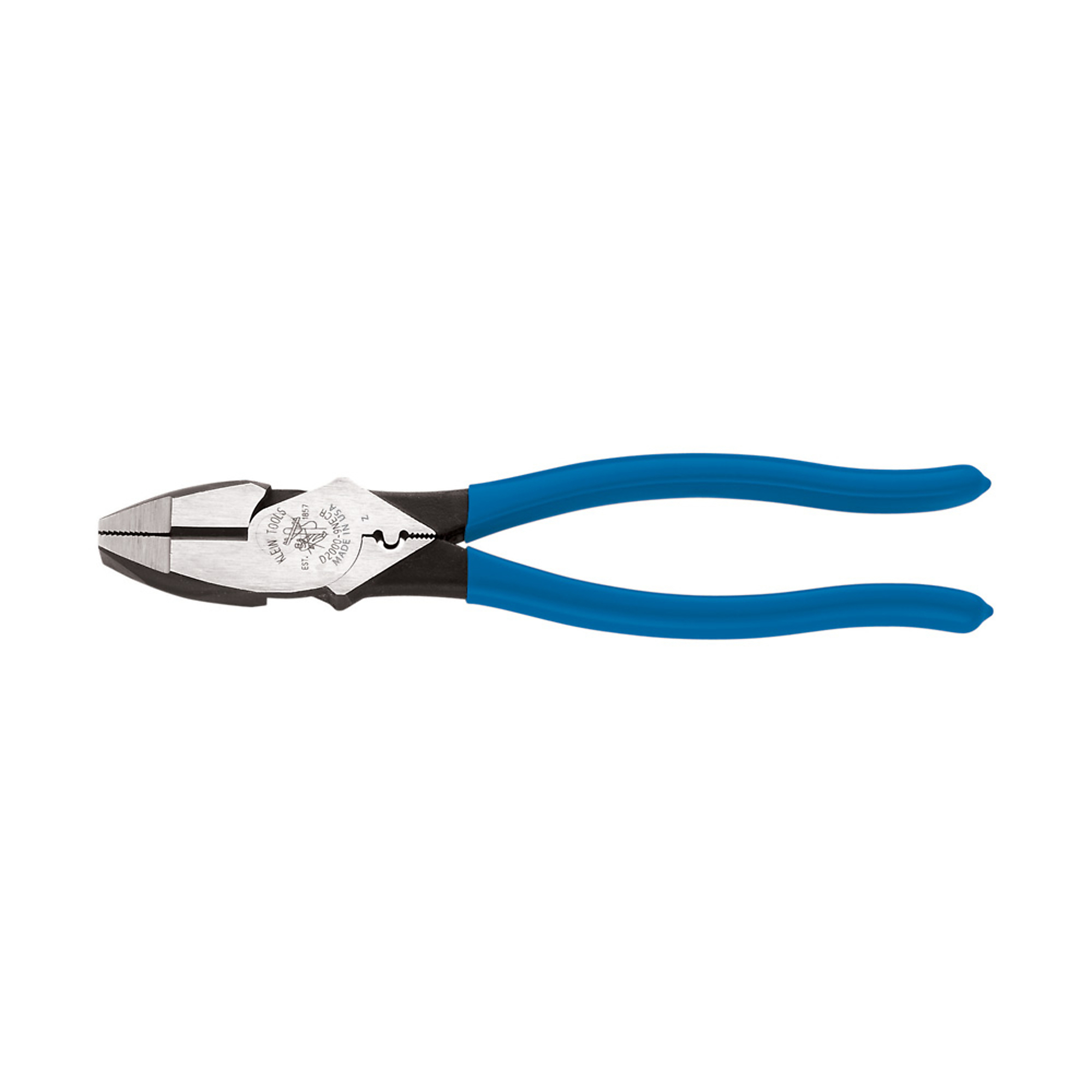 Klein Tools, Heavy Duty Pliers, Cut/Crimp, 9in., Jaw Capacity 1.38 in, Model# D2000-9NECR